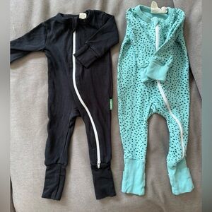 Parade zip up baby onesies (optional footsie), two (0-3 month, and 3-6 month)